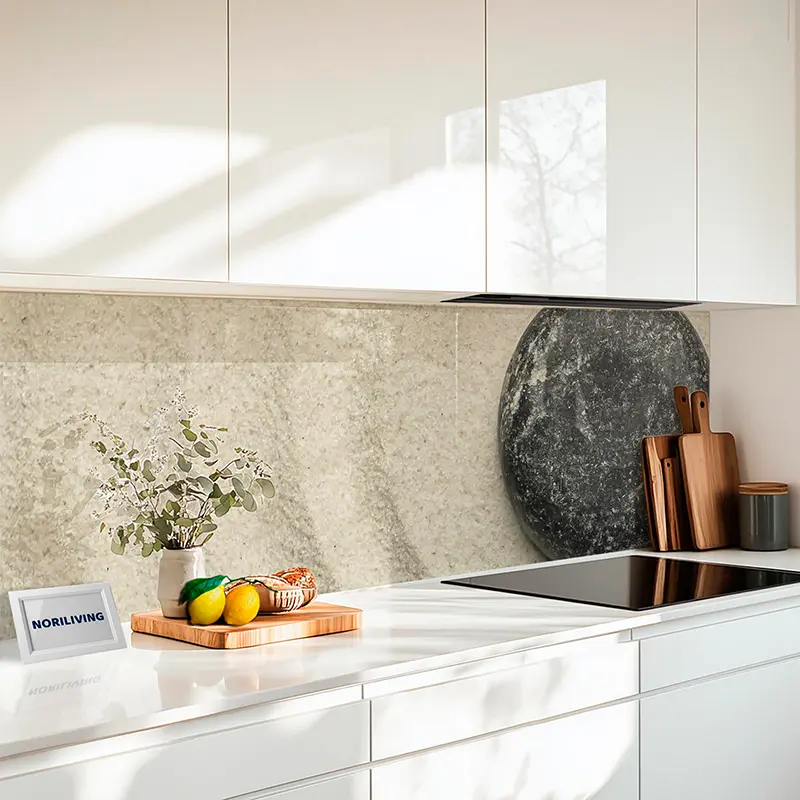 Küchenrückwand Alu Schwarzer Zen-Stein auf geriffeltem Sand 537