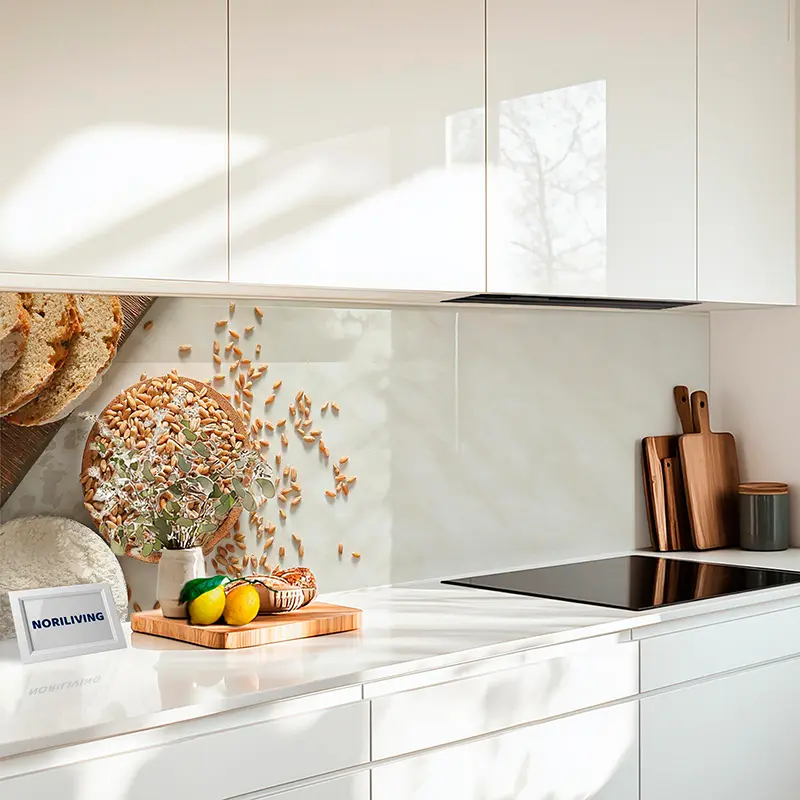 Küchenrückwand Alu Frischen Brot mit einem Nudelholz 591