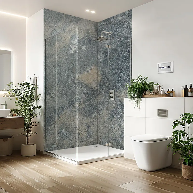 Duschrückwand Einzel | Ecke | Alu Beton blaugrau 237