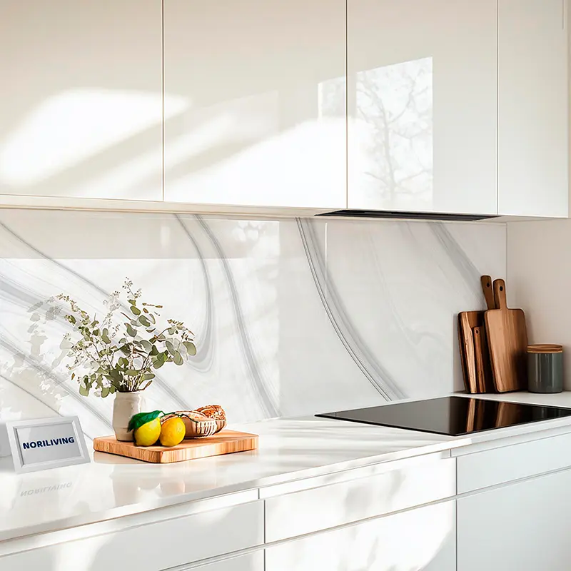 Küchenrückwand Alu Marmorstruktur weiß silber 961