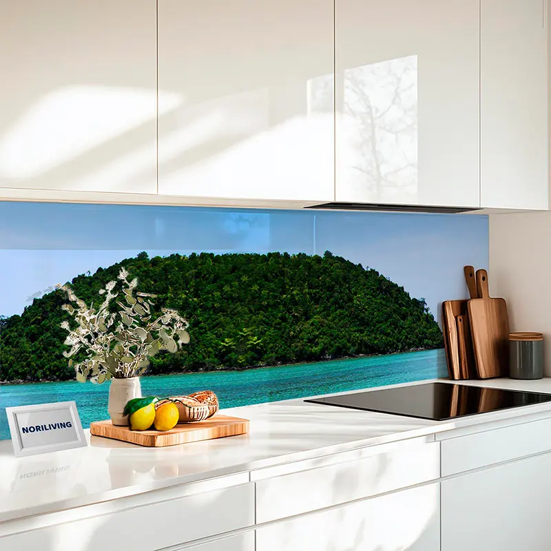 Fliesenspiegel Alu grüne Felsen am Meer 314