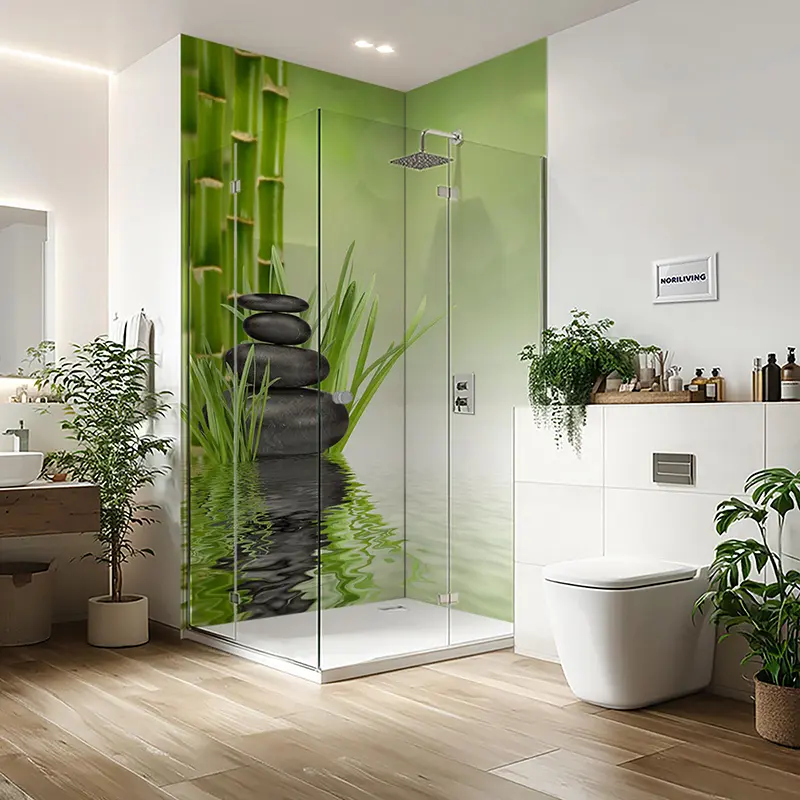 Duschrückwand Einzel | Ecke | Nische | Alu ZEN Bambus 865