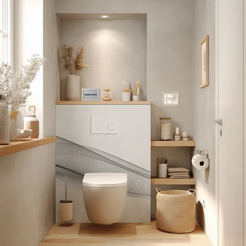 Toilettenrückwand Alu abstrakte grüne Wellenlinien 973 schwarz-weiß