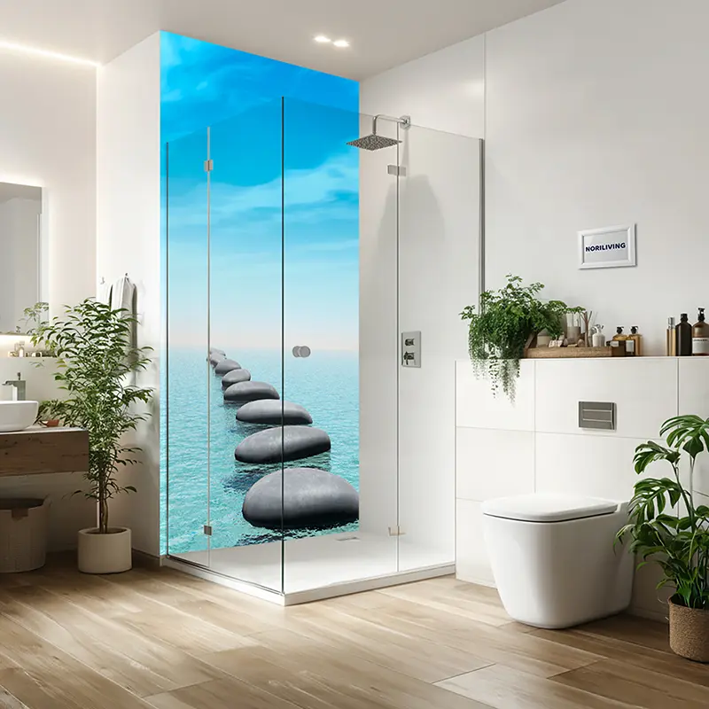 Duschrückwand Einzel | Alu Steinweg im Wasser 395