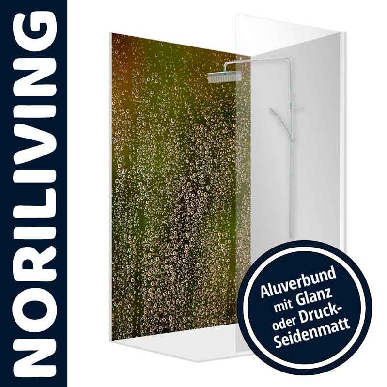 Duschtrennwand von NORILIVING mit spritzwassergeschütztem Design und Aluverbundoptionen, glänzend oder seidenmatt