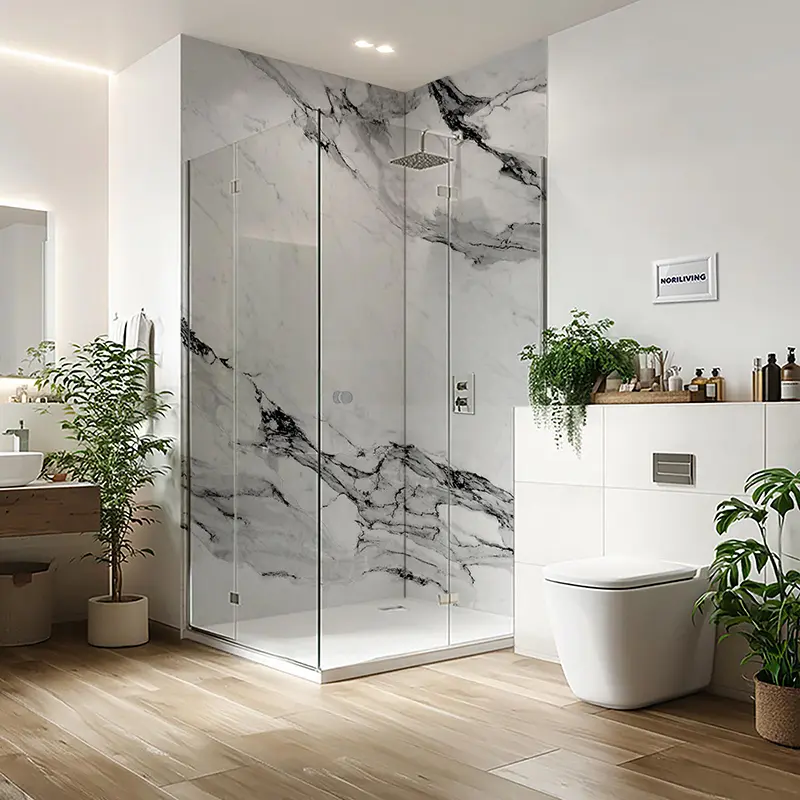 Duschrückwand Einzel | Ecke | Nische | Alu Marmor dunkelgrau 117c