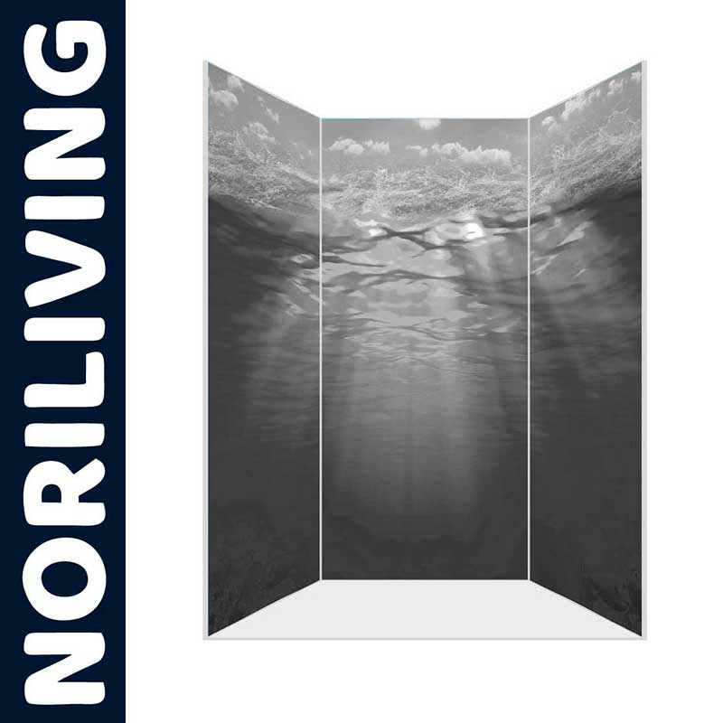 Dreiteiliger Raumteiler mit Unterwasser-Szene und Sonnenstrahlen von NORILIVING