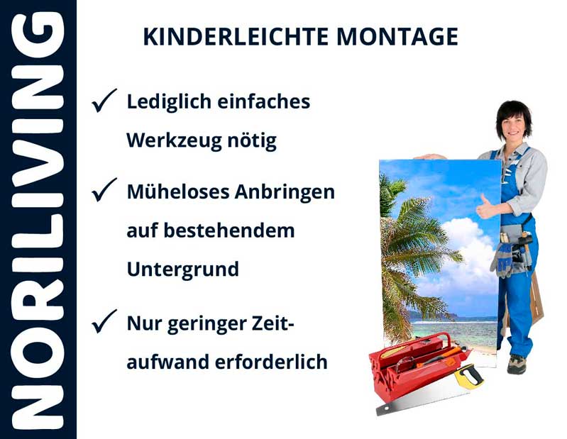 Einfache Montageanleitung mit minimalem Werkzeugaufwand von NORILIVING NORILIVING Montageanleitung: Einfaches Werkzeug, müheloses Anbringen, geringer Zeitaufwand, Handwerker mit Bild
