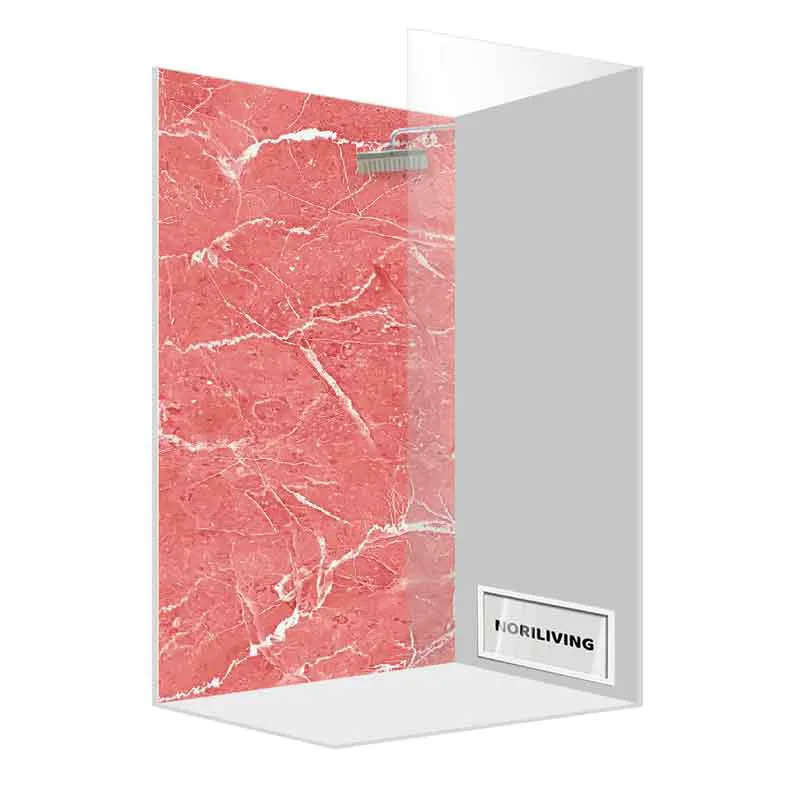 Rote Marmor-Dusche mit Glaswand