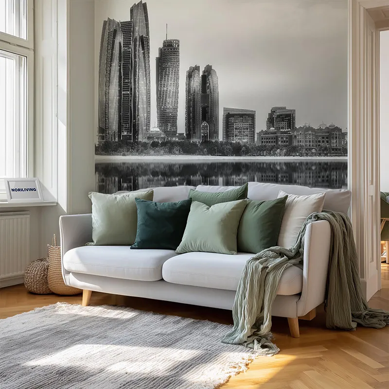 Wohnzimmerrückwand Alu Abu Dhabi Hochhaus 660 schwarz-weiß