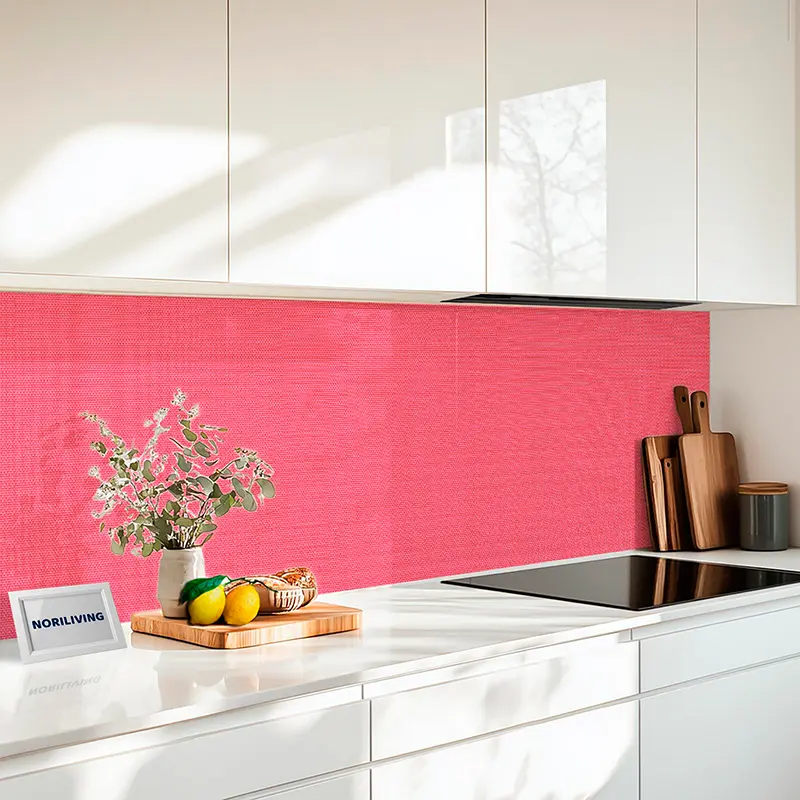 Küchenrückwand Echtglasoptik Profiline Gewebestruktur Rosa 2264