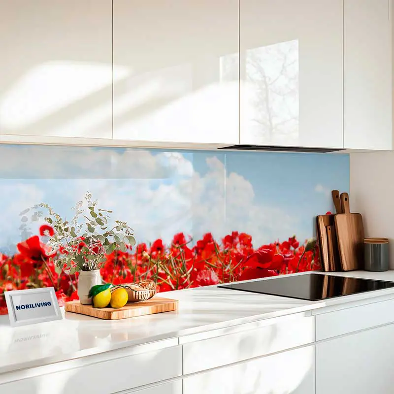 Fliesenspiegel Alu Rote Mohnblumen 735