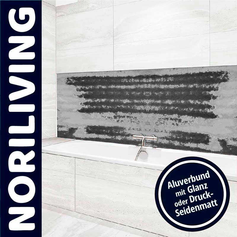 Badezimmer mit Aluminium-Verbundwand in Grautönen, glänzend oder druck-seidenmatt von Noriliving