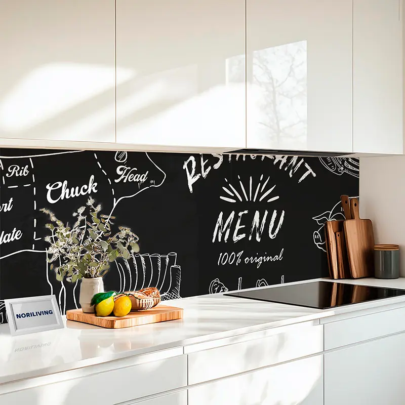 Küchenrückwand Alu Vintage Hand gezeichnete Metzgerei-Kreidetafel 411