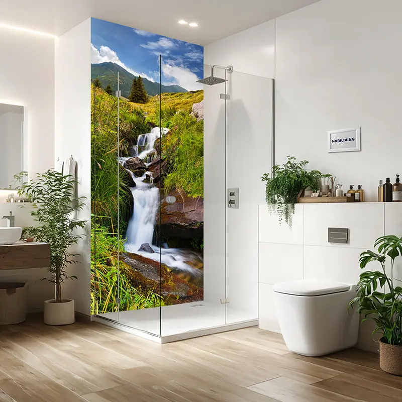 Duschrückwand Einzel | Ecke | Alu kleiner natürlicher Quellwasserfall in Bergen 108