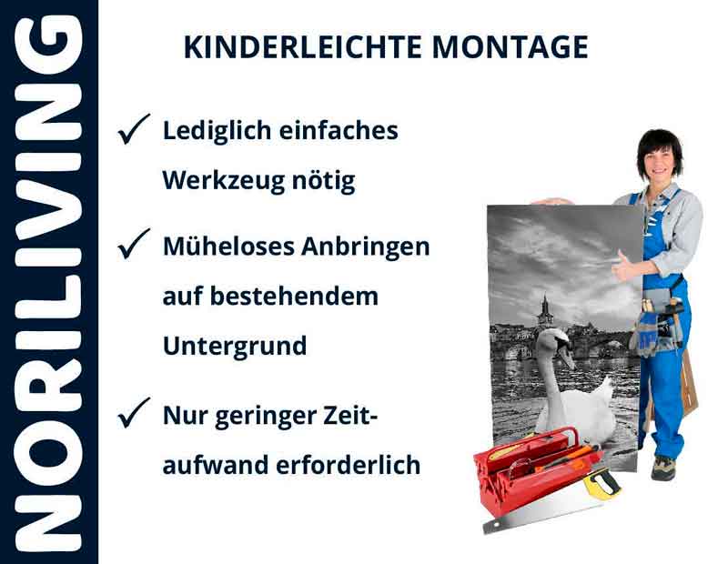 Einfache Montage von Wandbildern mit minimalem Zeitaufwand Montage eines Wandbilds mit einfacher Anleitung und minimalem Werkzeugaufwand
