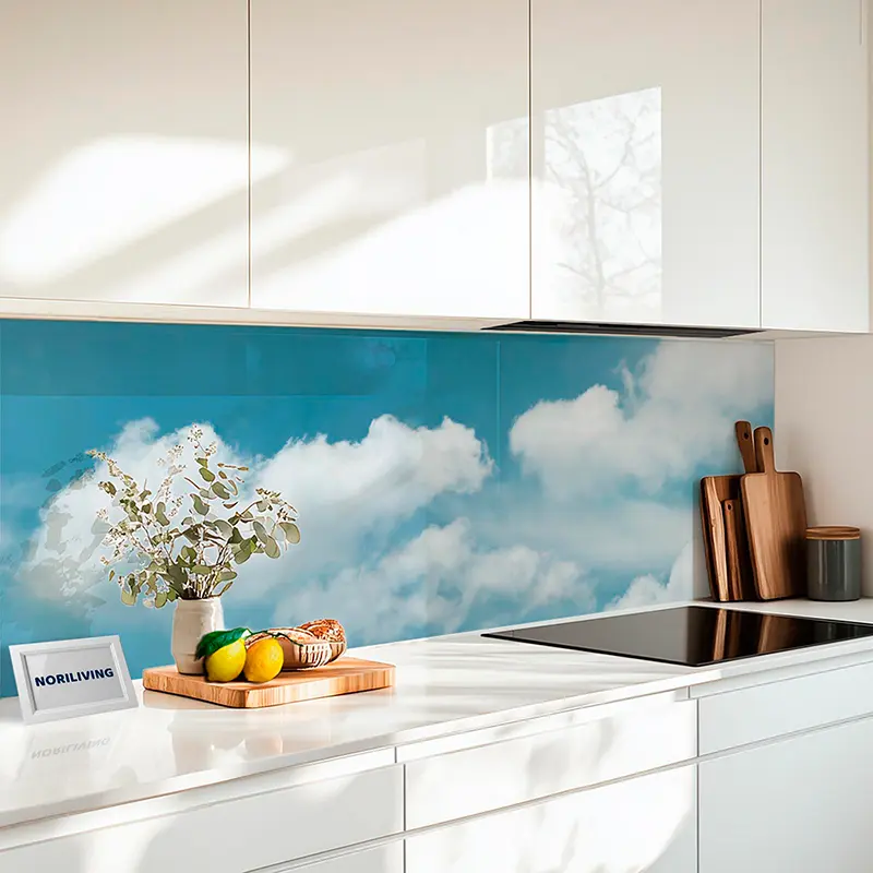 Küchenrückwand Alu Wolken am blauen Himmel an einem sonnigen Tag 986