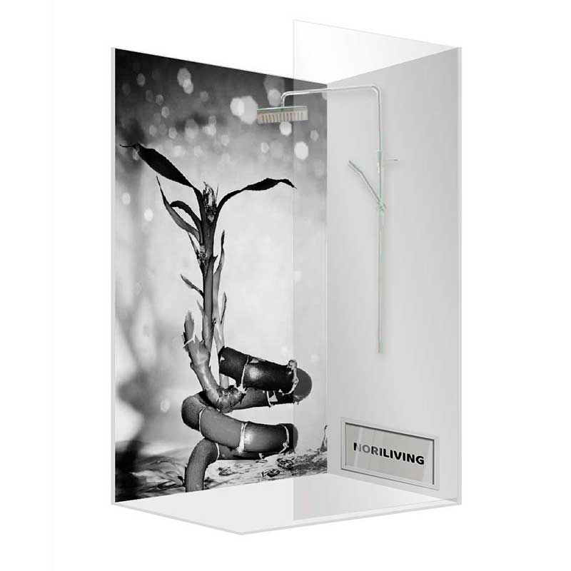 Elegante Duschkabine mit Bambusdesign und Regenduschfunktion