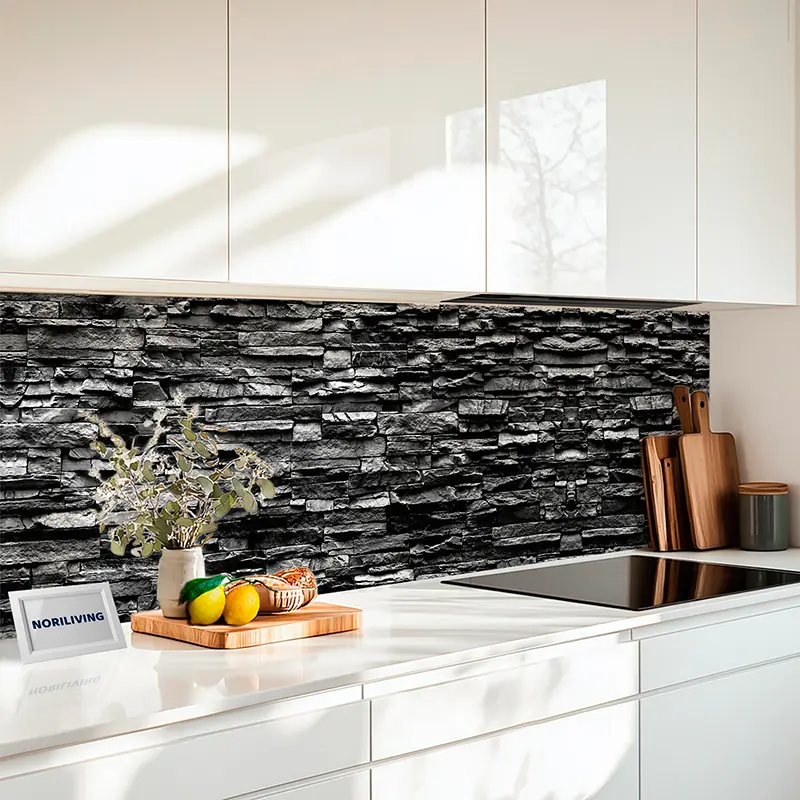 Küchenrückwand Alu Steinverblender Schiefer schwarz 3441b