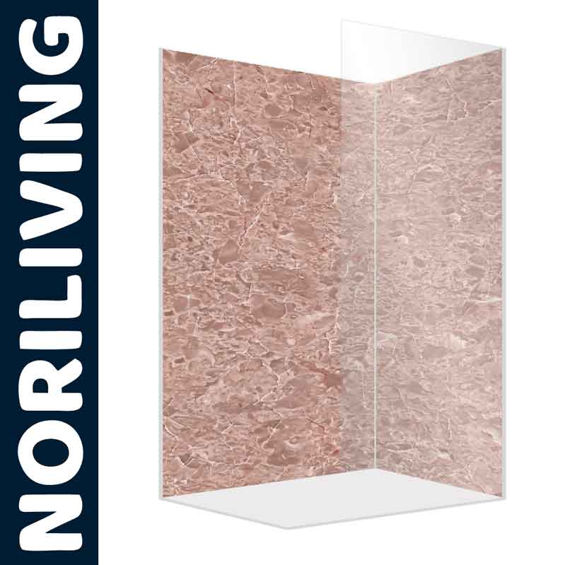 Duschwand von Noriliving in rosa Marmor-Optik