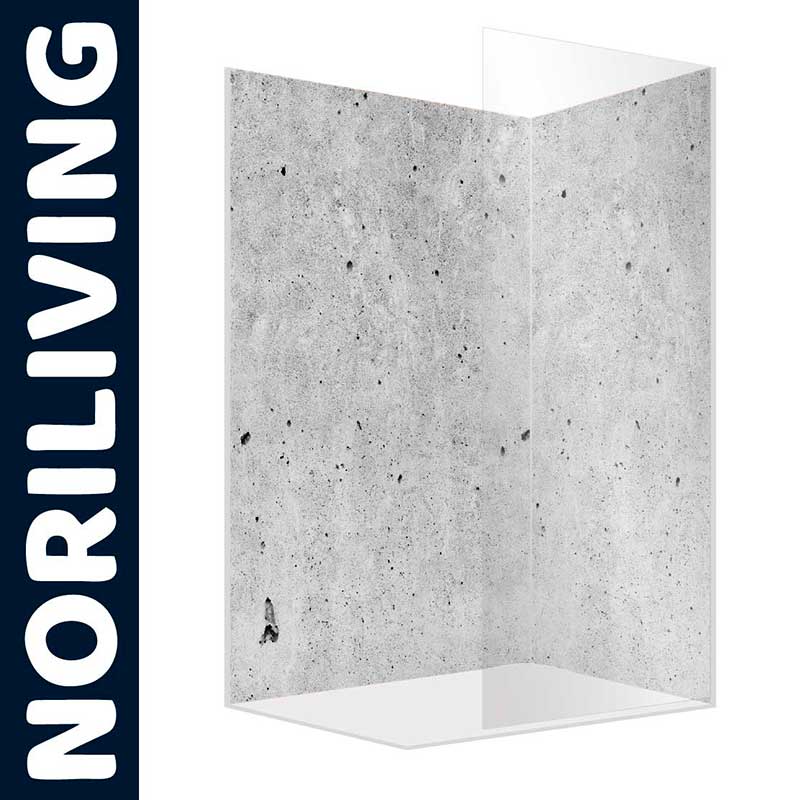 NORILIVING Duschwand aus Glas mit Betonoptik Duschwand von NORILIVING mit moderner Betonoptik