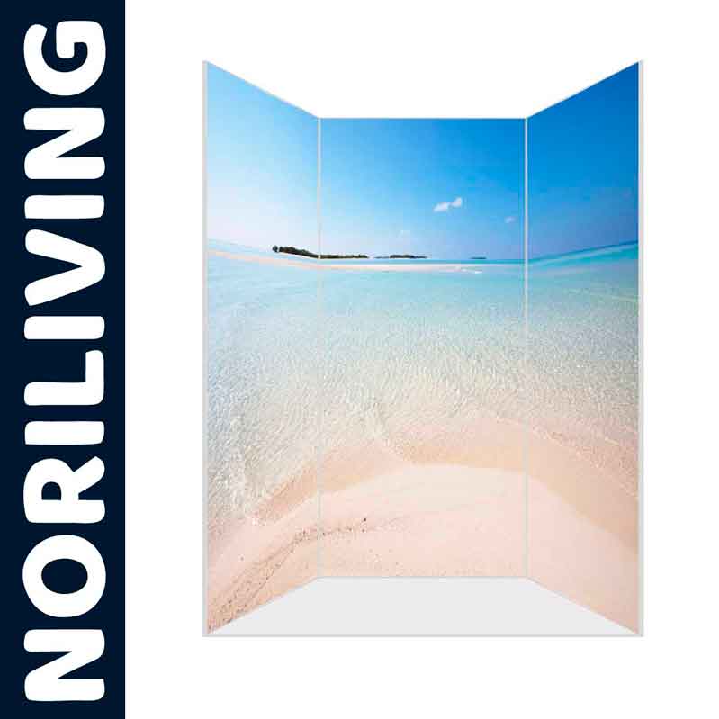Raumteiler mit Strandmotiv - 3 Paneele Raumteiler mit drei Paneelen, die ein Strandbild zeigen, von Noriliving