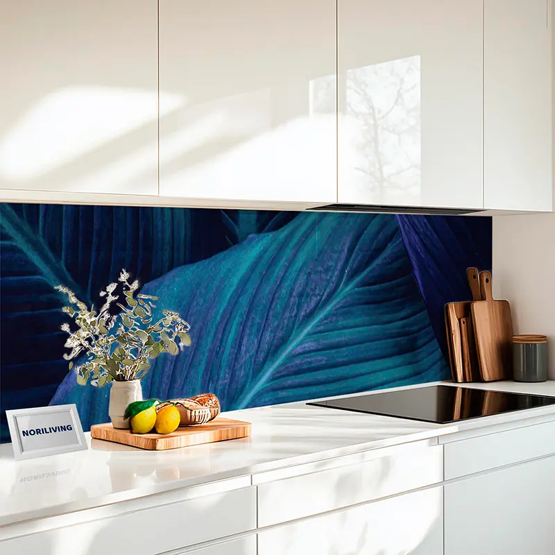 Küchenrückwand Alu Bläuliche Blätter 421