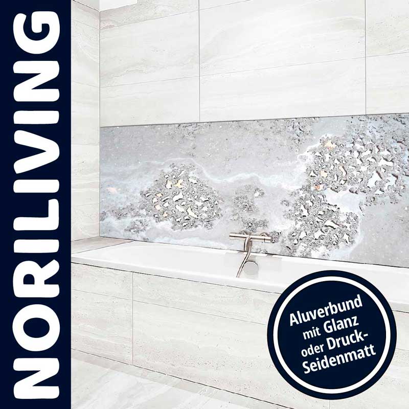 Moderne Badezimmergestaltung mit Noriliving Aluverbund Wandverkleidung in Glanz oder Seidenmatt