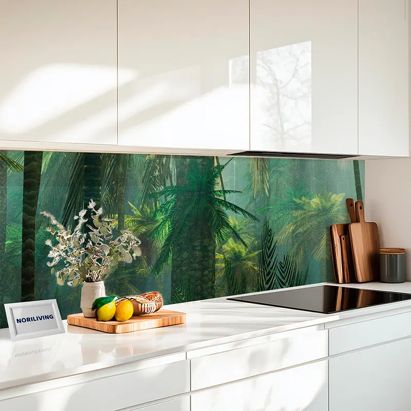 Küchenrückwand Alu Regenwald am Morgen im Nebel 552