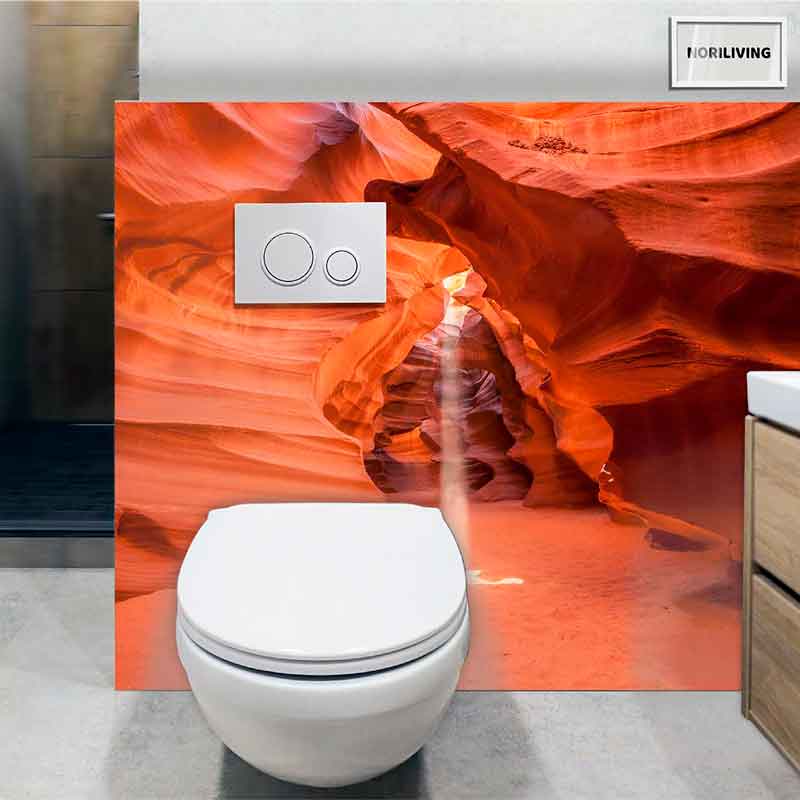 Toilette vor einem hintergrund mit roter Canyon-Landschaft