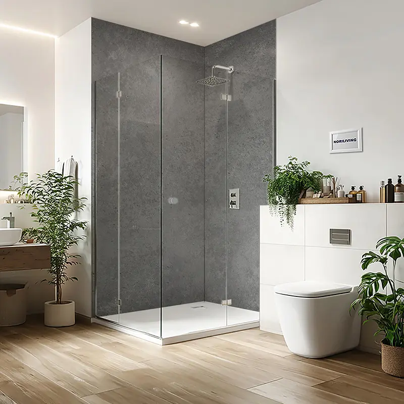 Duschrückwand Aluverbund Stein mittel grau Beton 9441 schwarz-weiß