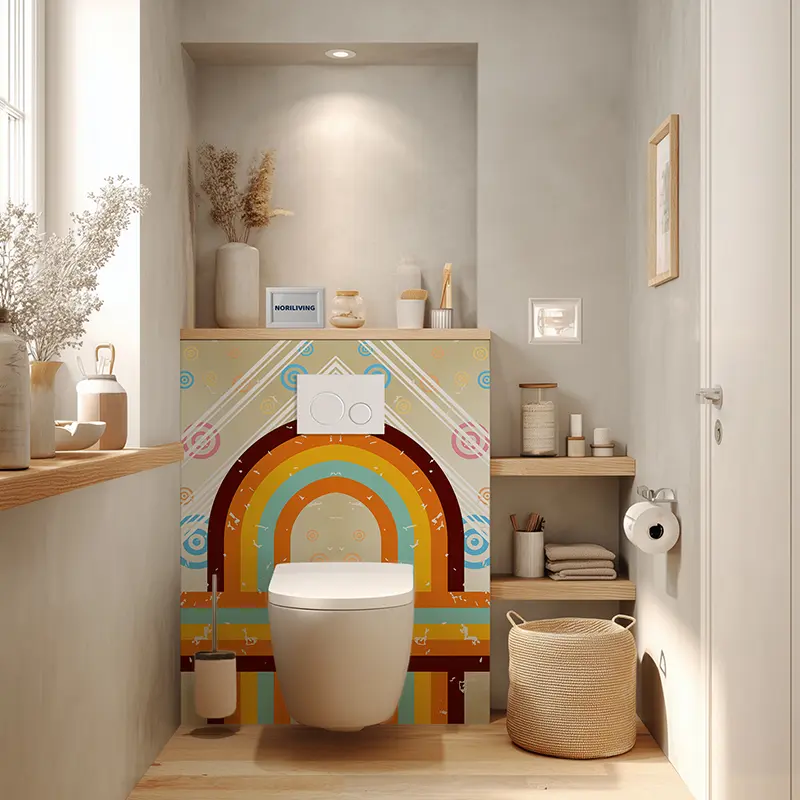 Toilettenrückwand Alu 70er Muster mit Kreisen 909