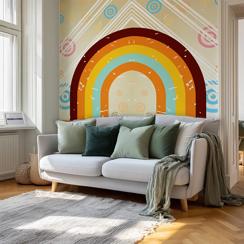 Wohnzimmerrückwand Alu 70er Muster mit Kreisen 909