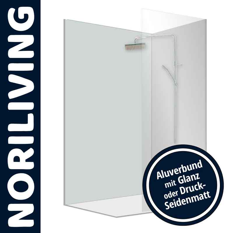 Moderner Duschwand-Entwurf von NORILIVING mit Aluverbund, erhältlich in Glanz oder seidenmattem Design
