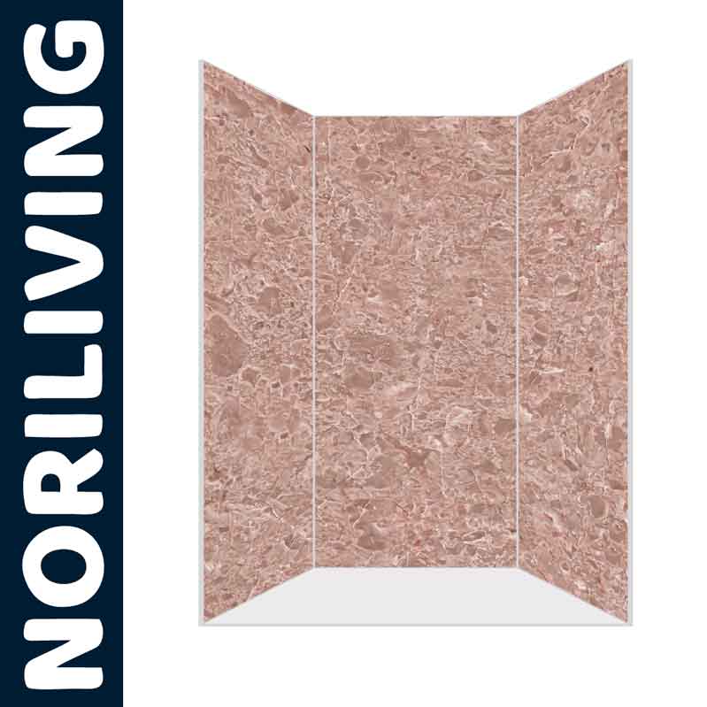 Duschwand in edler Marmor-Optik von Norliving, geeignet für moderne Badezimmer