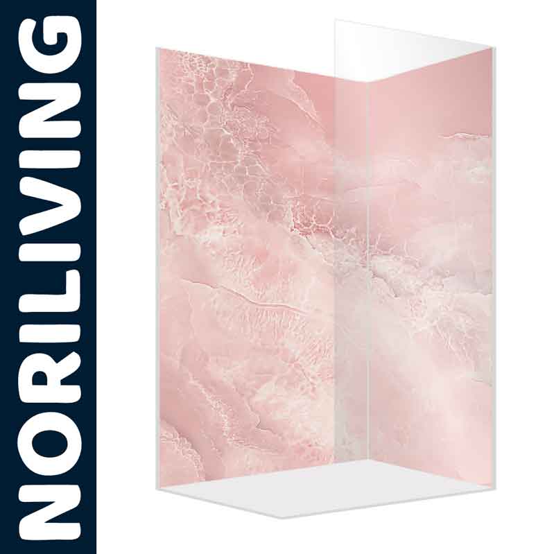 Rosa Raumteiler mit Marmor-Muster von NORILIVING