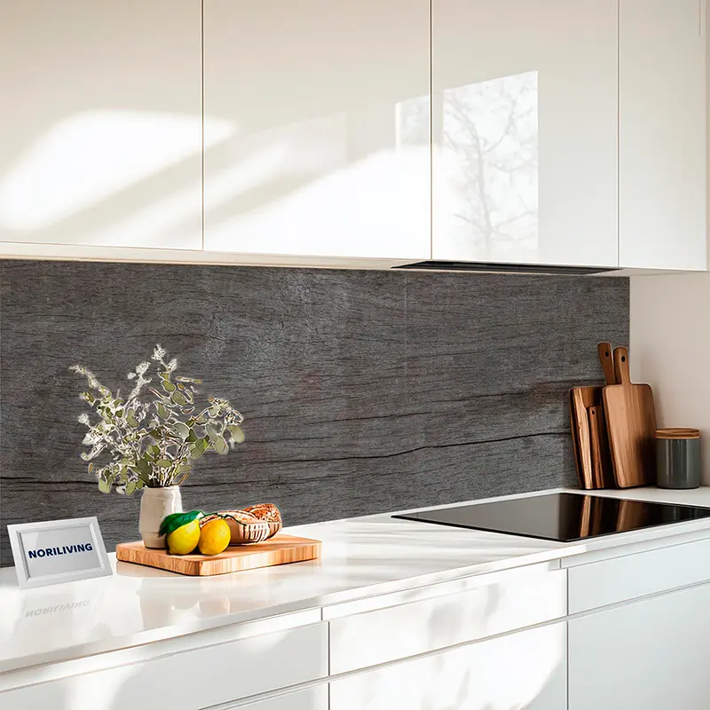 Fliesenspiegel Alu Hintergrund Holzbretter grau strukturiert 472