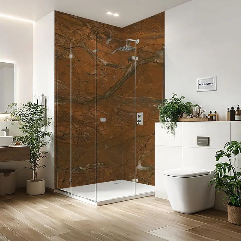 Duschrückwand Einzel | Ecke | Nische | Alu Marmor braunbeige 034