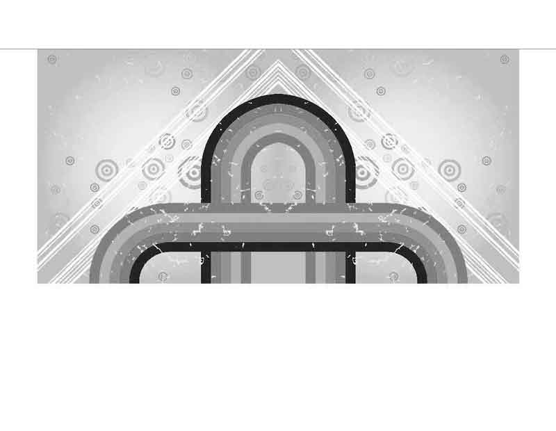 Abstrakte Grafik mit Bögen und Kreisen in Grautönen