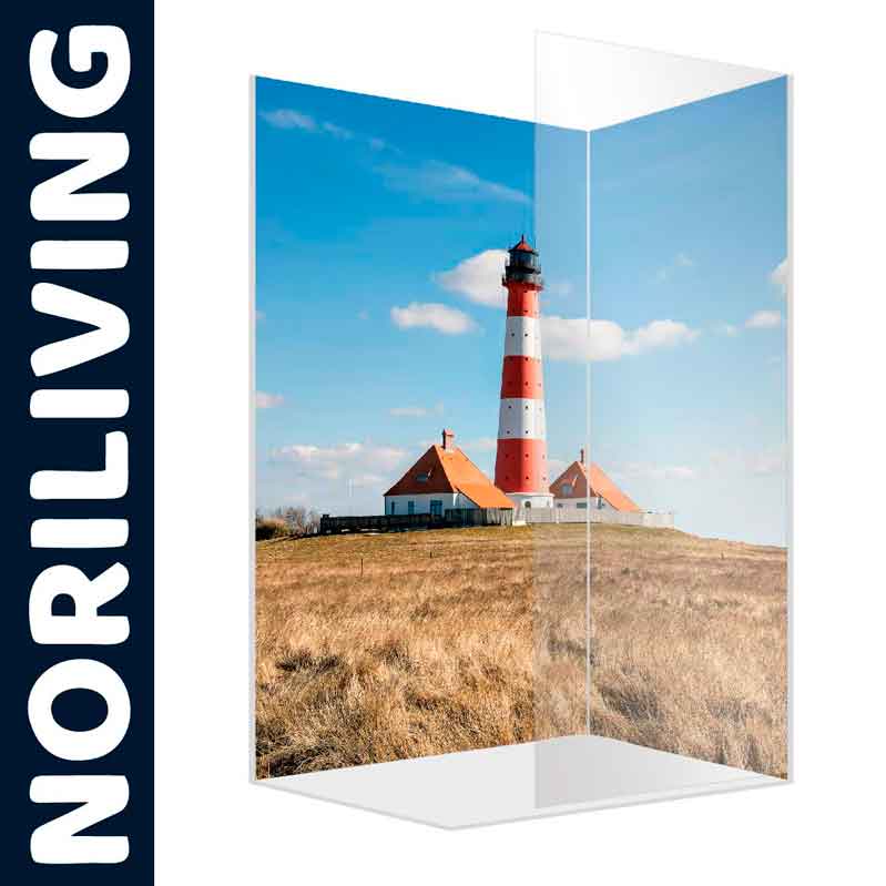 Raumteiler mit Leuchtturm und Landschaftshintergrund von NORILIVING