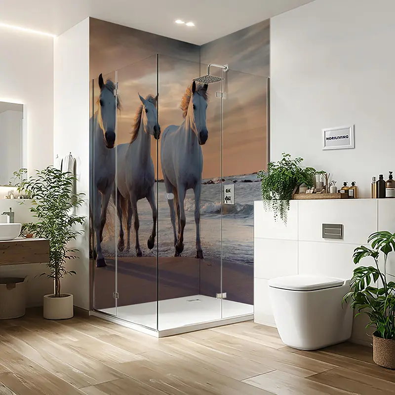 Duschrückwand Einzel | Ecke | Nische | Alu Pferde am Meer 277