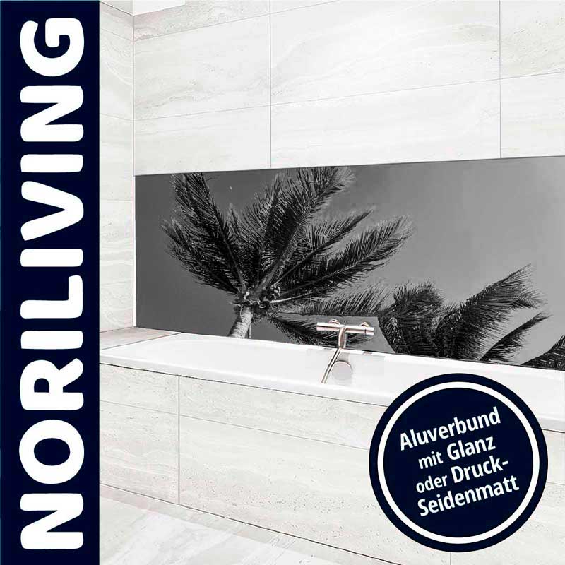 Hochwertige Badezimmerfliesen mit Aluverbund, Glanz oder Druck-Seidenmatt von NORILIVING Edle Badezimmergestaltung mit Wandfliese aus Aluverbund, erhältlich in Glanz oder Druck-Seidenmatt von NORILIVING