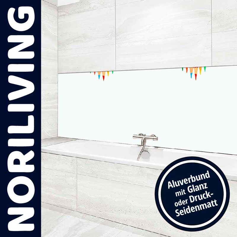 Elegante Küchenrückwand aus Aluverbund mit Glanz- oder Druck-Seidenmatt-Oberfläche von Noriliving, installiert über einer Spüle