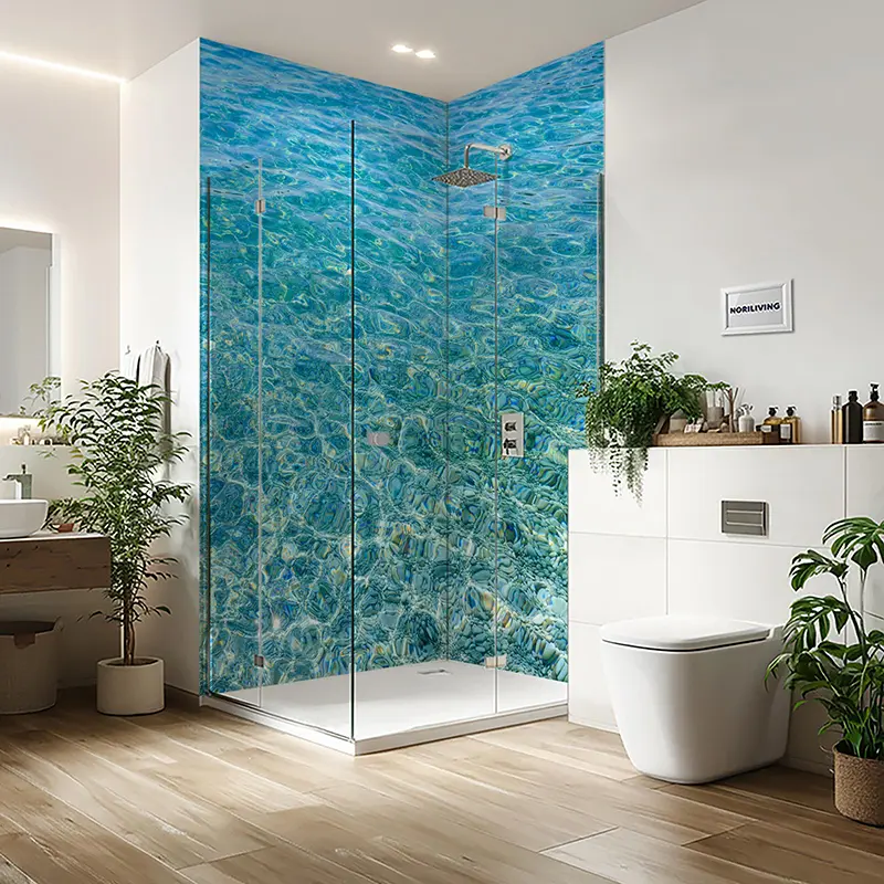 Duschrückwand Einzel | Ecke | Nische | Alu fließende Wasseroberfläche des blauen Meeres 188