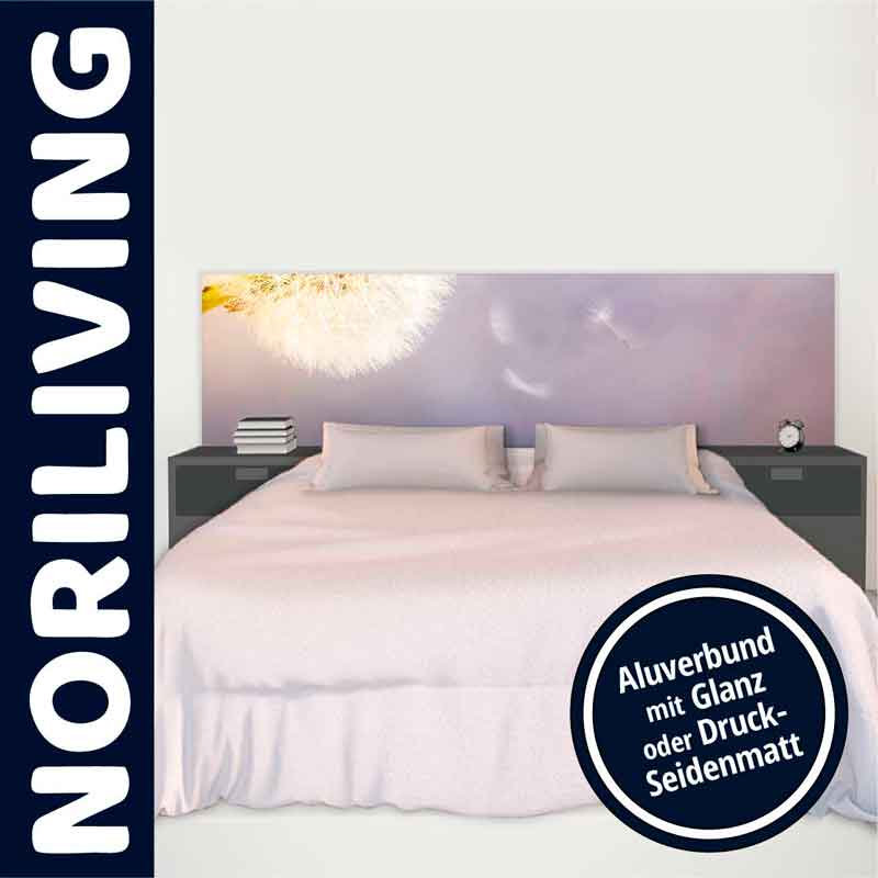 Modernes Bett mit Kopfteil aus Aluverbund, Glanz- oder Druck-Seidenmatt, von Noriliving