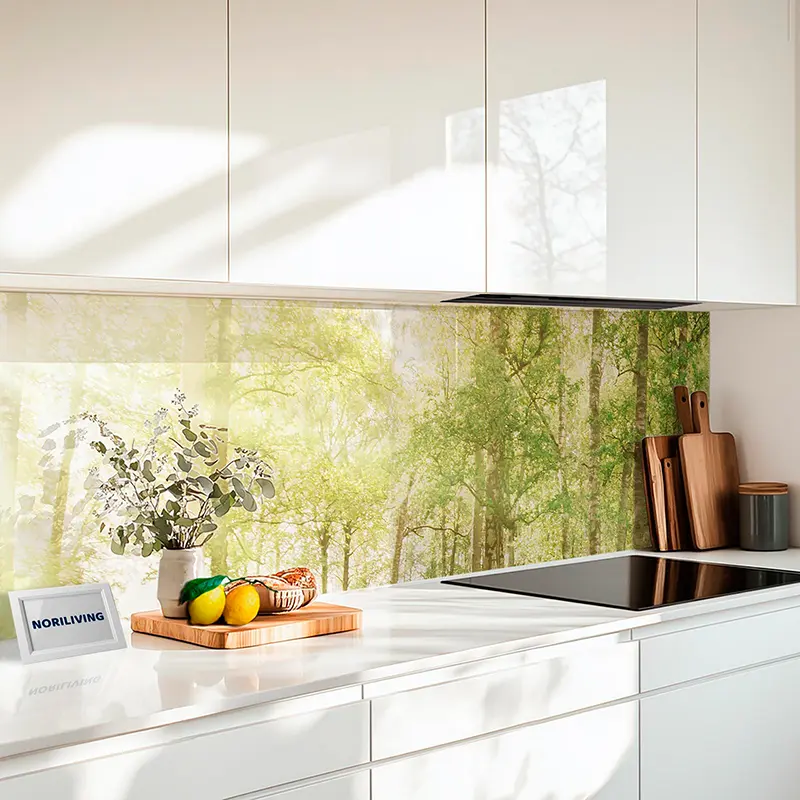 Fliesenspiegel Alu Sonniger Birkenwald mit Wiese 464