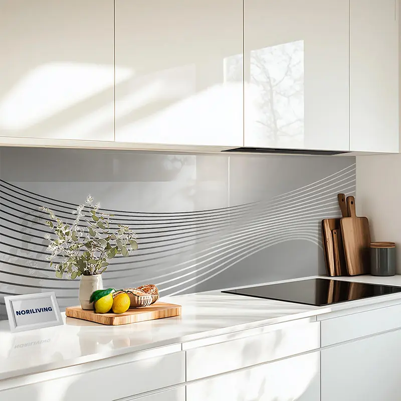 Fliesenspiegel Alu Schattierungen in blau mit feinem Strich 028 schwarz-weiß