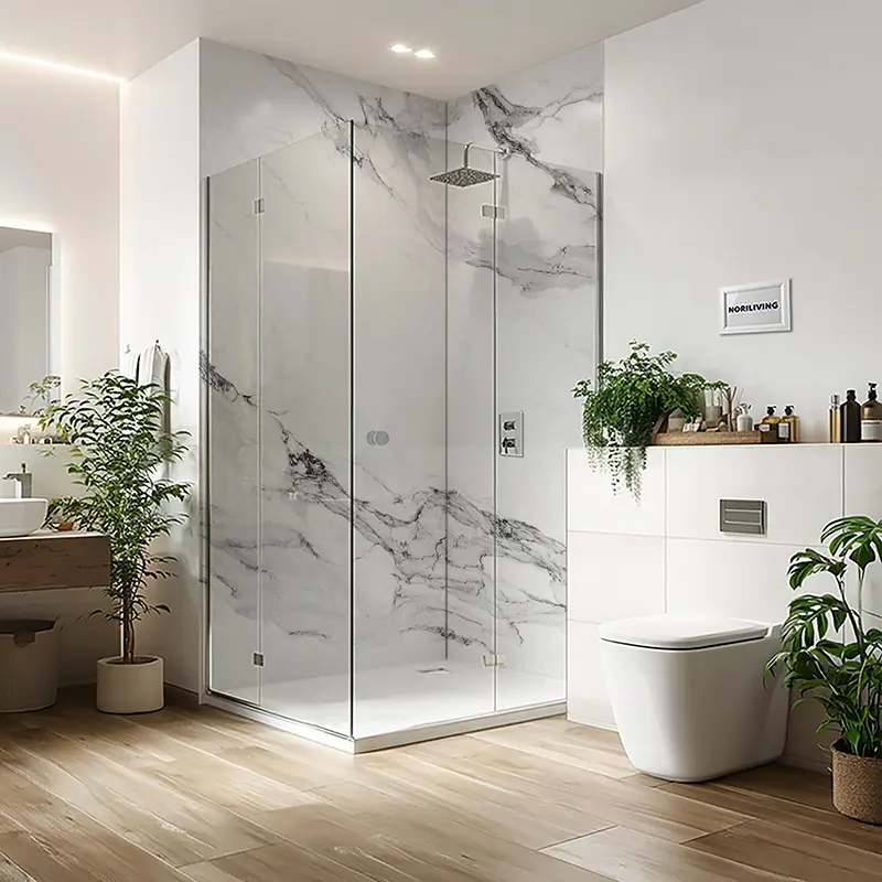 Duschrückwand Einzel | Ecke | Nische | Alu Marmor mittelgrau 117b