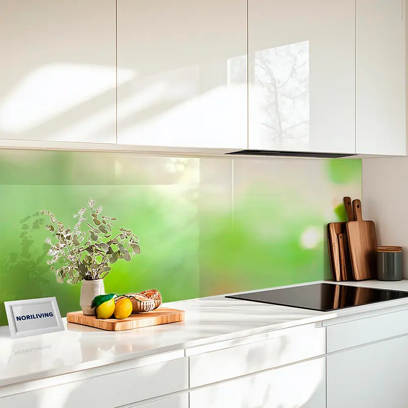 Küchenrückwand Alu Rote reife Tomaten mit grünem Schein 214