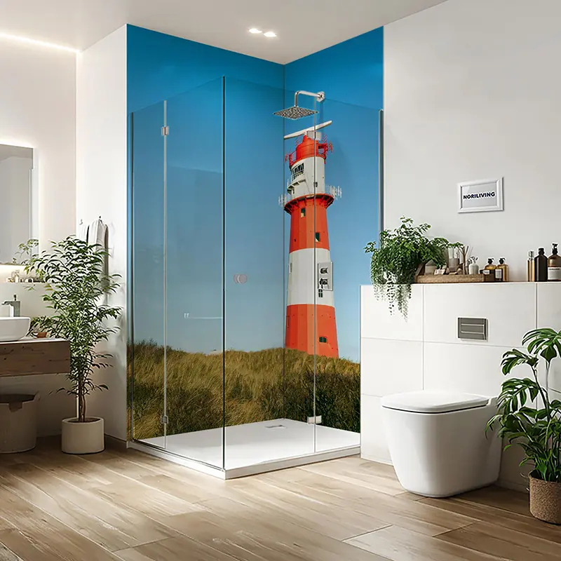 Duschrückwand Einzel | Ecke | Nische | Alu Der kleine Leuchtturm am Borkumer Südstrand 800